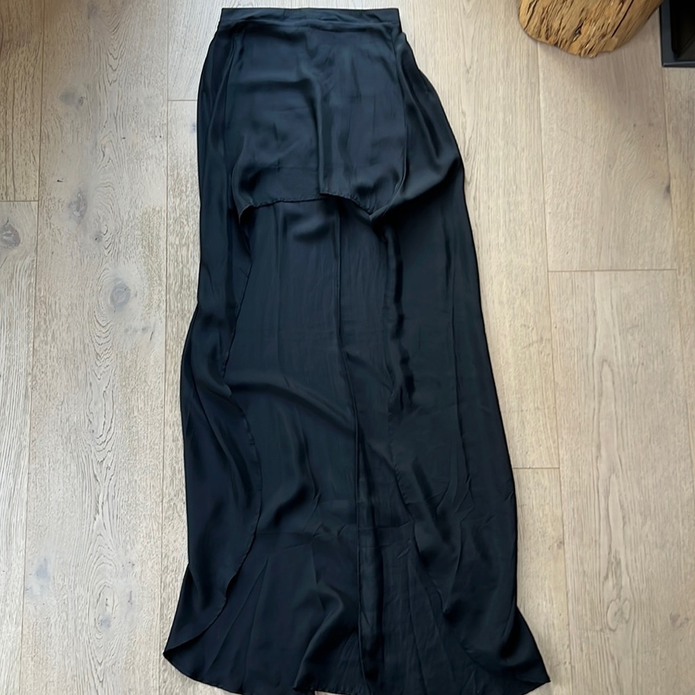 Skingraft high low silk skirt